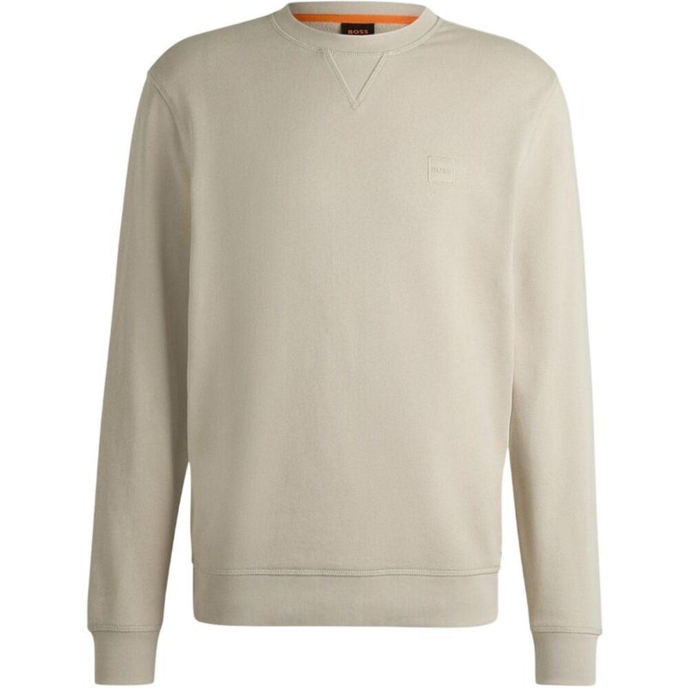Boss Mens Westart  Cotton Crew Neck Sweatshirt / Light Beige